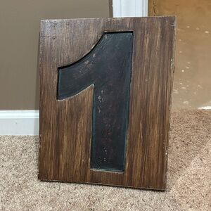 Pottery Barn Kids Brown and Black Number 1 Wall Decor